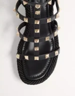 Valentino Rockstud Ankle Strap Wedge Sandal In Calfskin Leather 95 Mm - Image 3